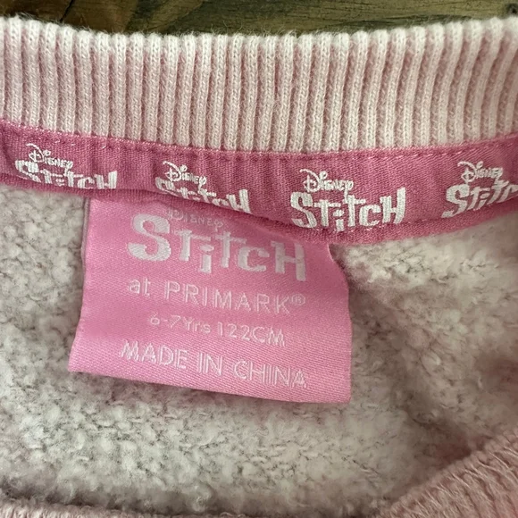 Disney Stitch Angel Sweatshirt Girls 6-7 Pink Primark Graphic Pullover - Picture 2 of 5